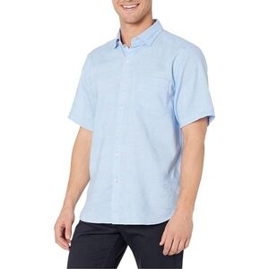 Tommy Bahama Men's Costa Tautira Stretch-Linen Camp Shirt Blue Size Large